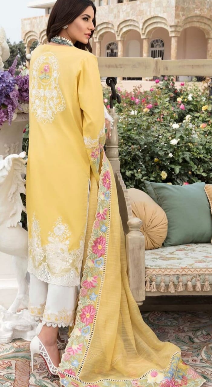 Crimson Yellow Chikankari Lawn Dress