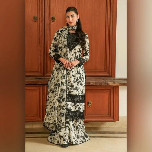 Aneela.s Black Skin Lawn Embroidery Summer Collection 3PIece Unstitched