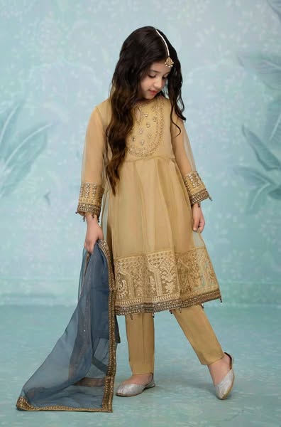 Kids Collection D004 Party Wear Dress organza Fabric Unstitched