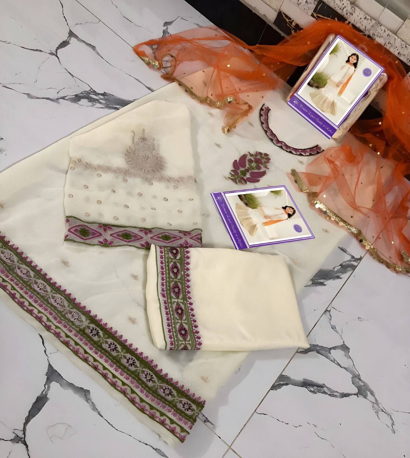 Kids Collection D008 Party Wear Dress Chiffon Fabric Unstitched