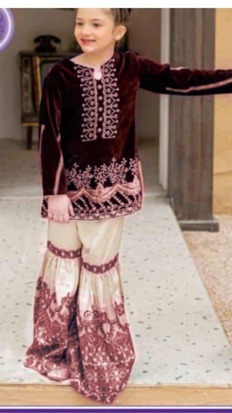 Kids Collection D007 Party Wear Dress Chiffon Fabric Unstitched