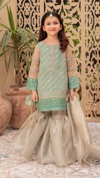 Kids Collection D009 Party Wear Dress Net Fabric Unstitched