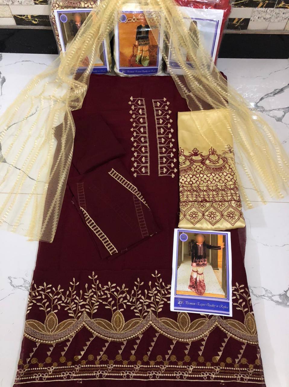 Kids Collection D007 Party Wear Dress Chiffon Fabric Unstitched