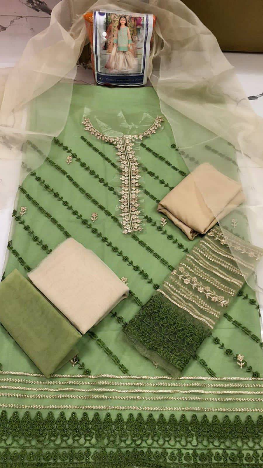 Kids Collection D009 Party Wear Dress Net Fabric Unstitched