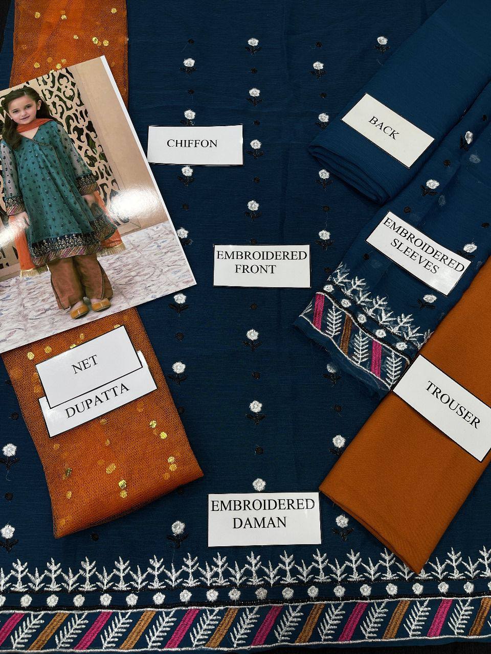 Kids Collection D006 Party Wear Dress Chiffon Fabric Unstitched