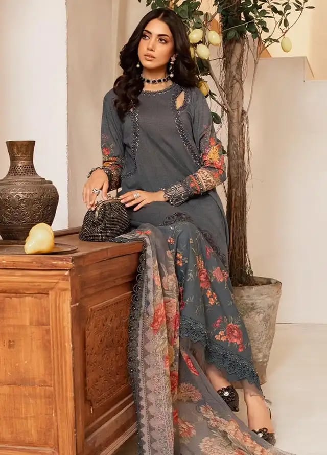 Maria B Gray Pure Lawn Embroidery Summer Collection