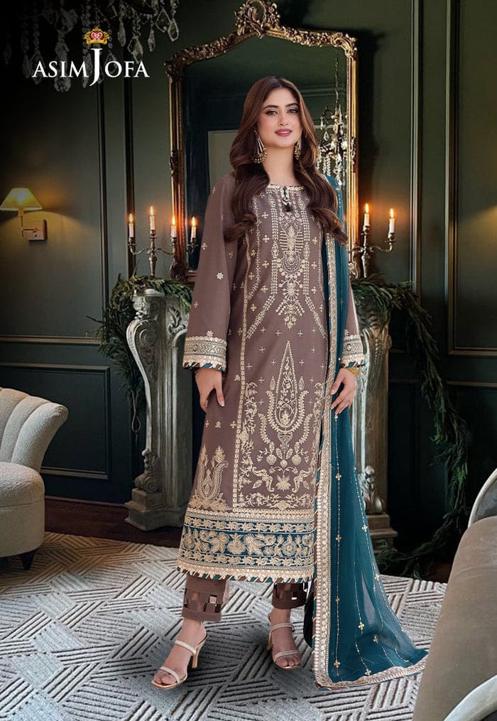 Asim jofa Chiffon Embroidery Formal Collection 3pc Unstitched