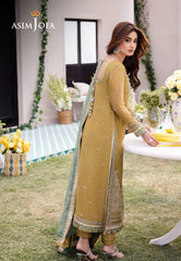 Asim Jofa Mustard & Blue Formal Collection Chiffon Dress 3pc