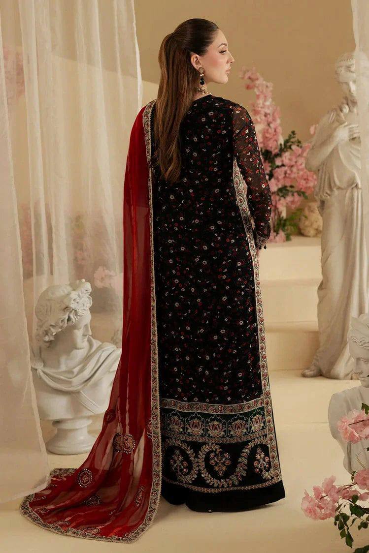 Nureh Black Chiffon Embroidery Formal Collection 3piece Unstitched