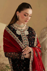 Nureh Black Chiffon Embroidery Formal Collection 3piece Unstitched