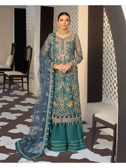 Gulaal Green Sof Net Fabric Formal Collection 3piece Unstitched