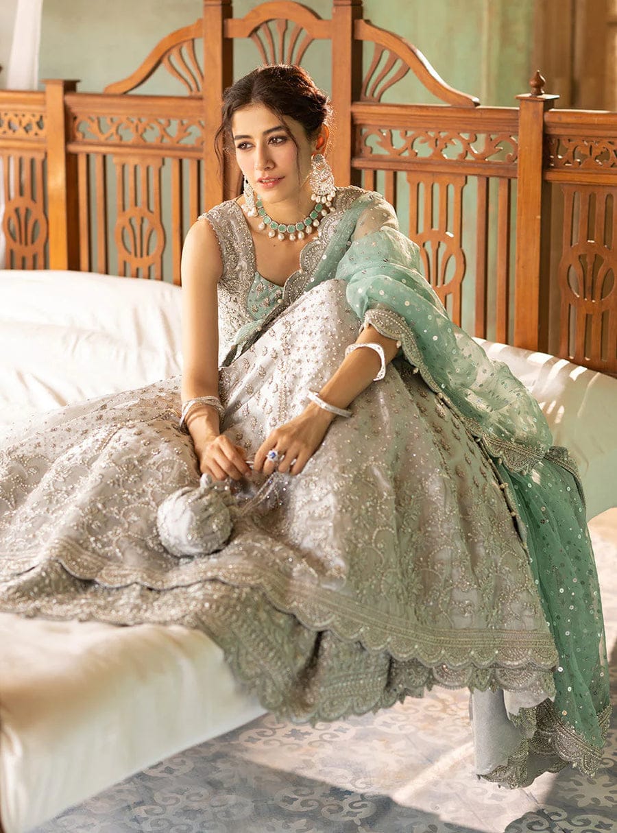 Zainab Chottani Silver Wedding Collection Maxi Soft Net Fabric