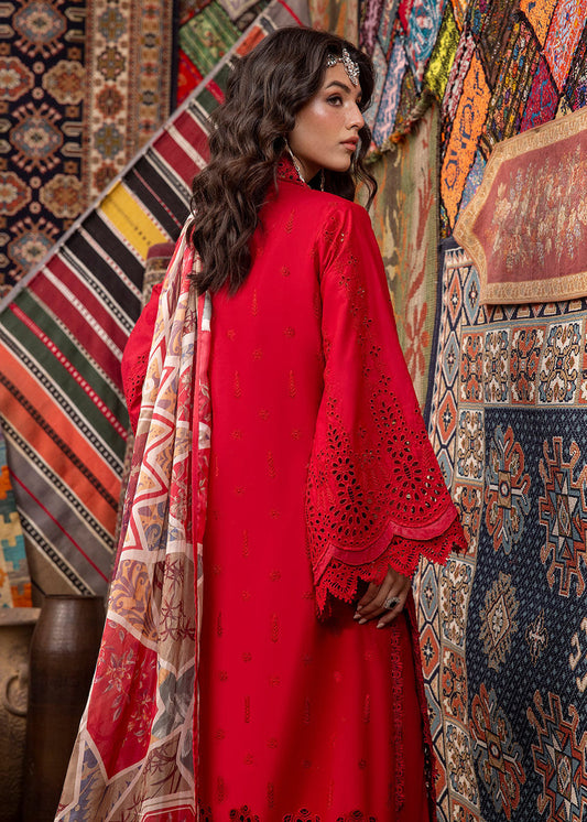 Adan Libas Red New Arrival Embroidery Chikankari Dress 3pc