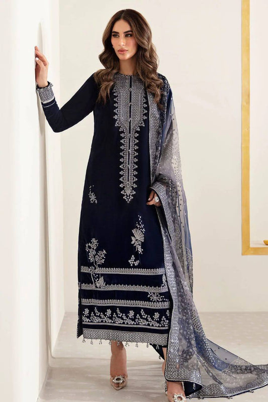 Jazmin Blue Micro 9000 Velvet Formal Collection 3piece Unstitched