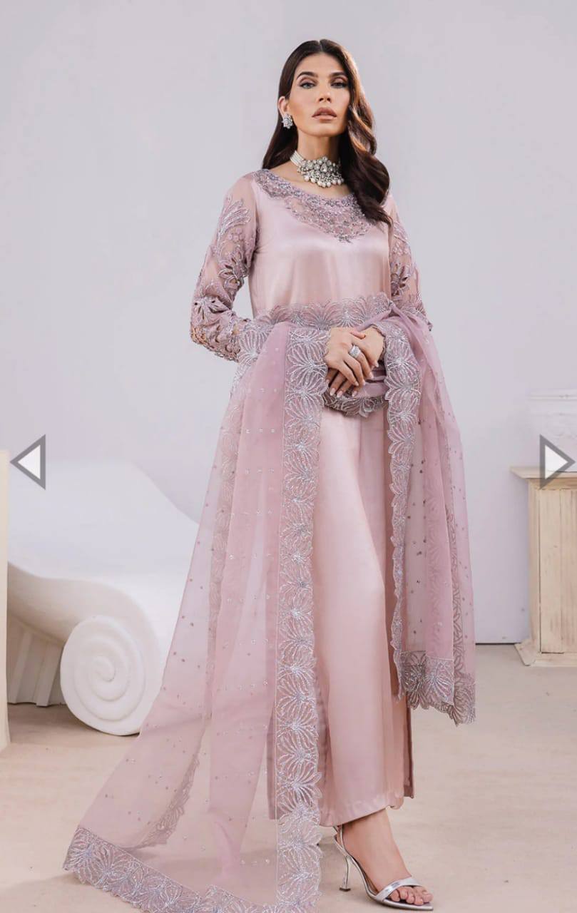 Googluck Silk Pink Embroidery Pary Wear Collection 3Pece Unstitched
