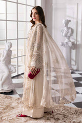 M.B Embroidered Off White Luxury Chiffon Dress 3piece Unstitched