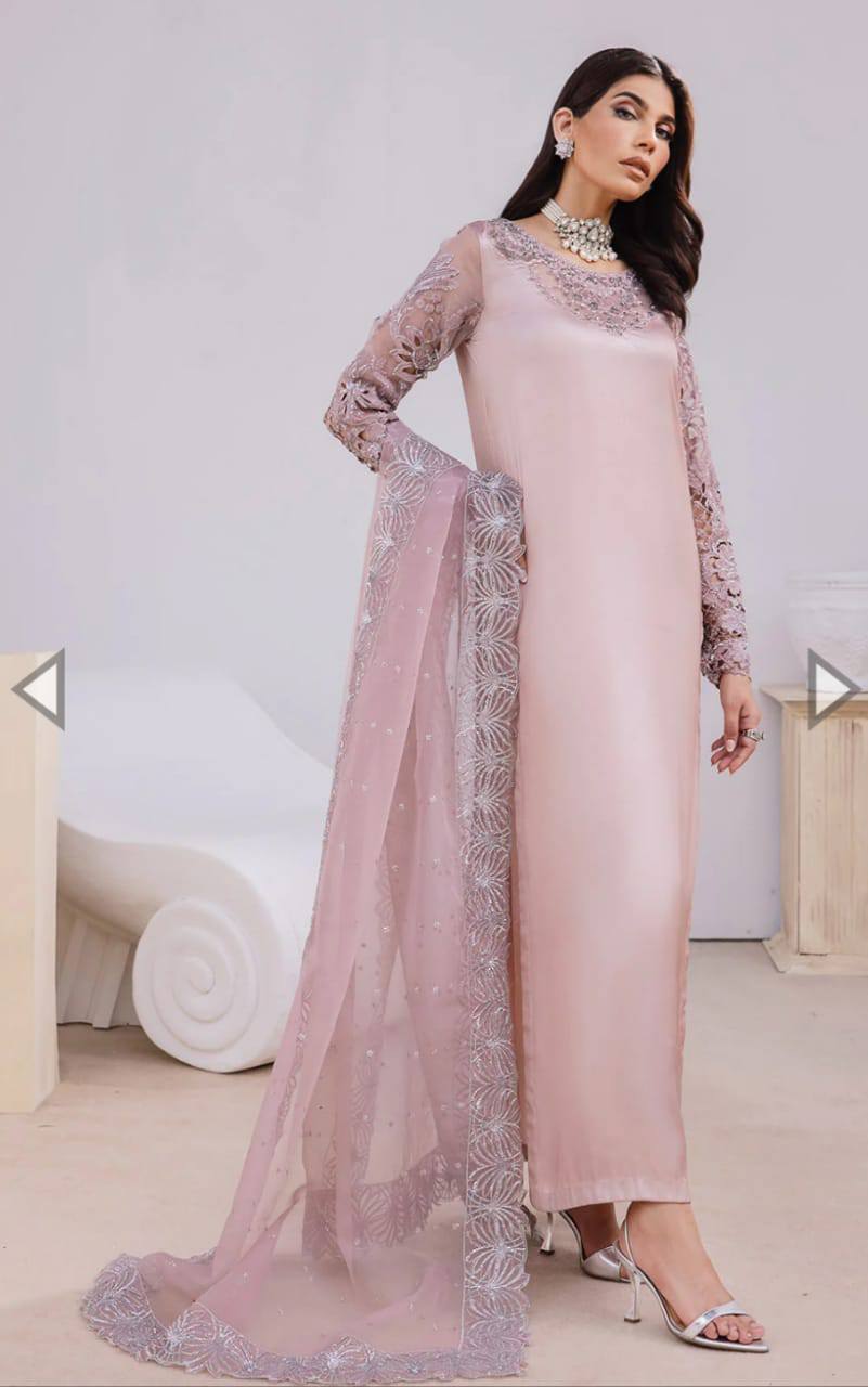 Googluck Silk Pink Embroidery Pary Wear Collection 3Pece Unstitched