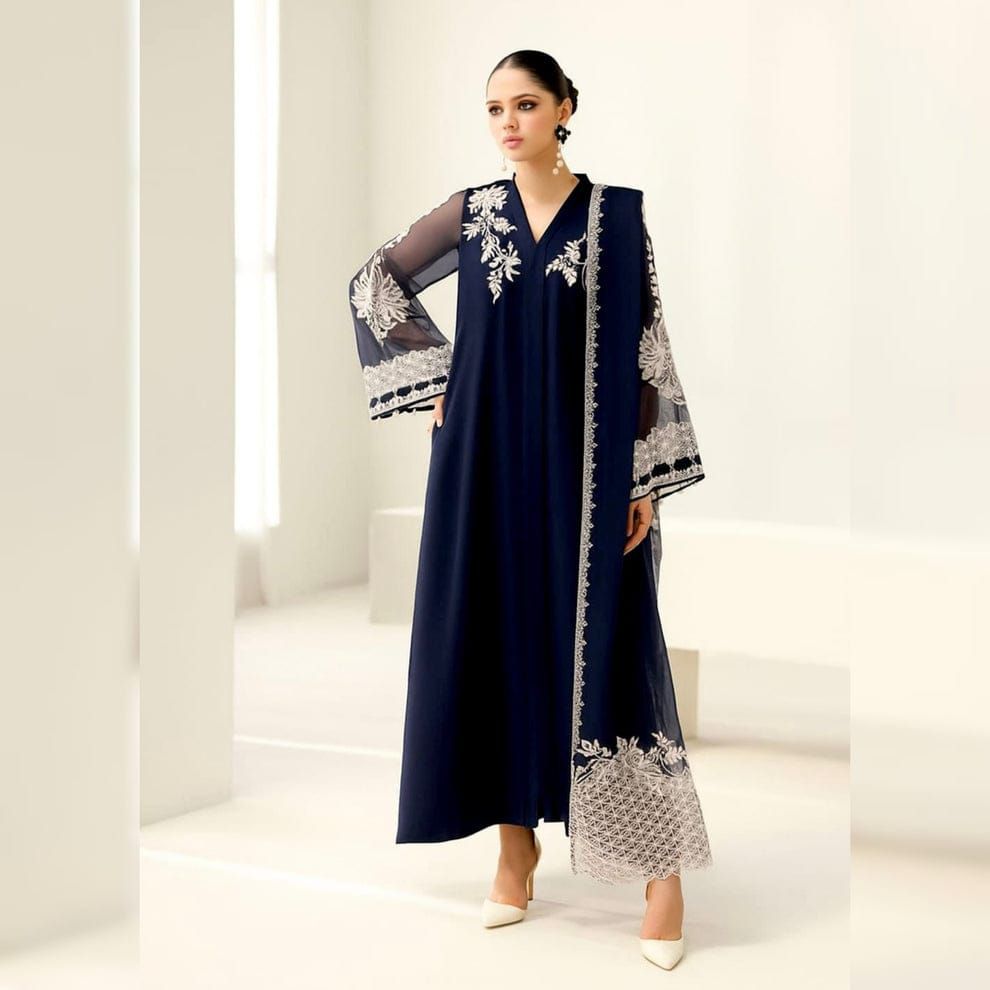 Goodluck Blue Chiffon Embroidery 3piece Unstitched