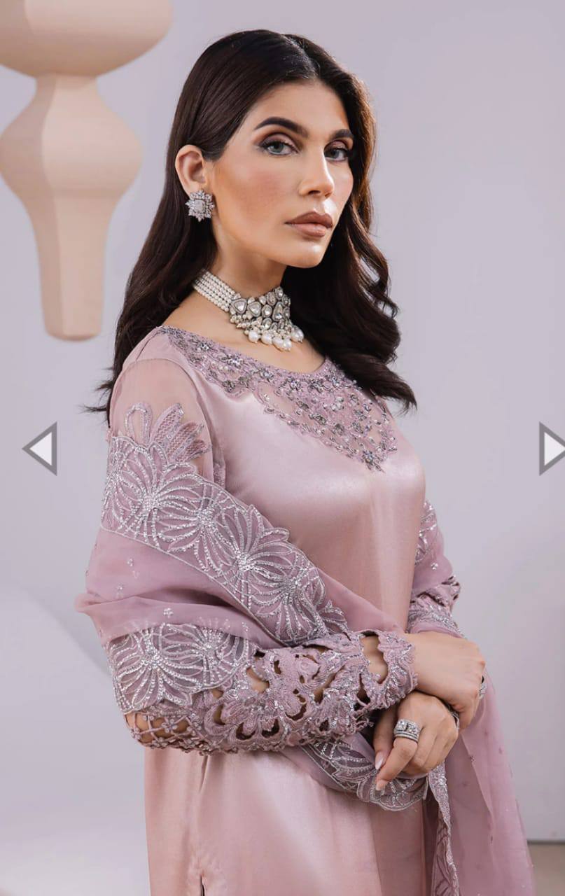 Googluck Silk Pink Embroidery Pary Wear Collection 3Pece Unstitched