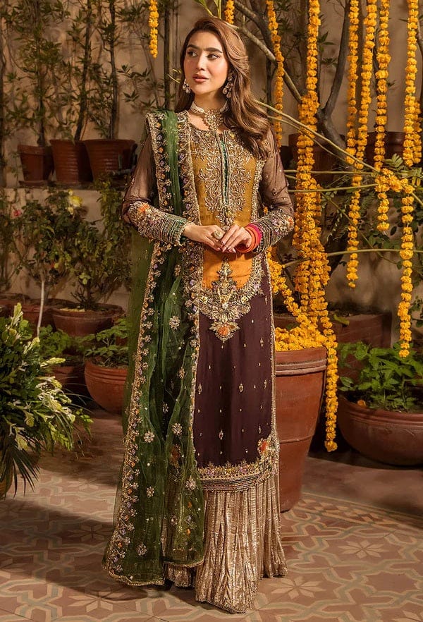 Khuda Baksh Chiffon Brown Formal Collection 3piece Unstiched