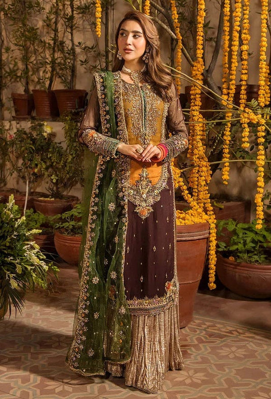Khuda Baksh Chiffon Brown Formal Collection 3piece Unstiched