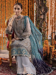 Adan Libas Gray Luxury Chiffon Embroidery 3piece Unstitched