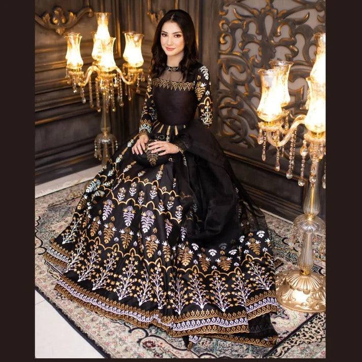 Goodluck Black organza Maxi Embroidery 3piece Unstitched