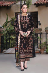GoodLuck Jet Black Multi Emb Khaddar Winter Collection 3piece Unsitched