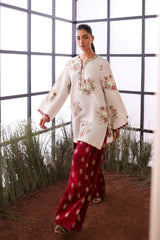 Ethnic Raw Silk off White Embroidery Formal Collection 3piece Unstitched