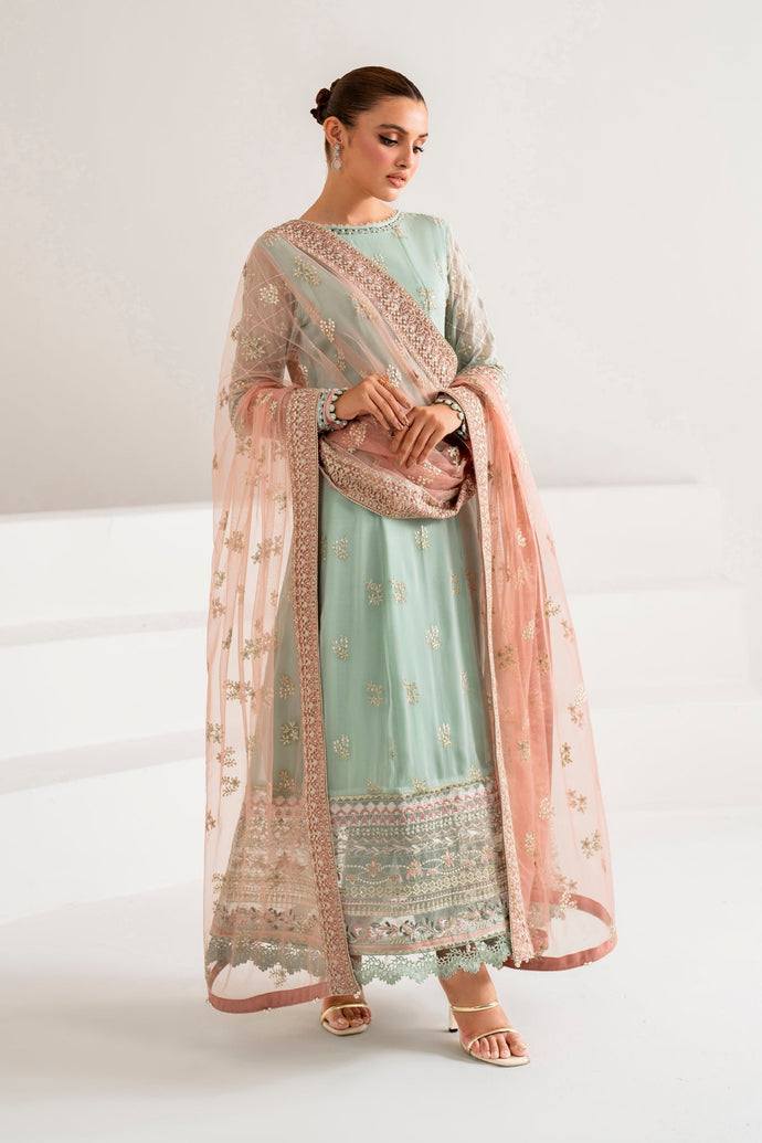 Xenia Green Chiffon Formal Collection Embroidery 3piece Unstitched