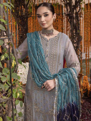 Adan Libas Gray Luxury Chiffon Embroidery 3piece Unstitched