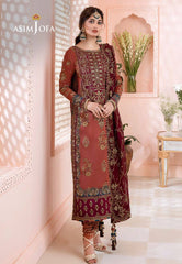 A.J Tea Pink Chiffon Luxury Embroidery 3piece Unsitched