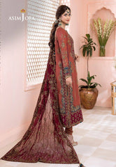 A.J Tea Pink Chiffon Luxury Embroidery 3piece Unsitched