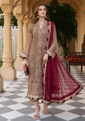 Norma Kamal Chiffon Embroidery Brown 3piece Unstitched