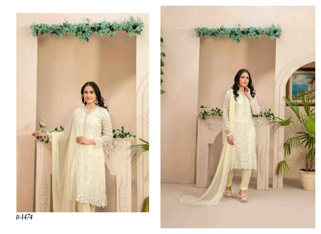 Azure Lemon luxury Chiffon Embroidered 3 Piece Unstitched