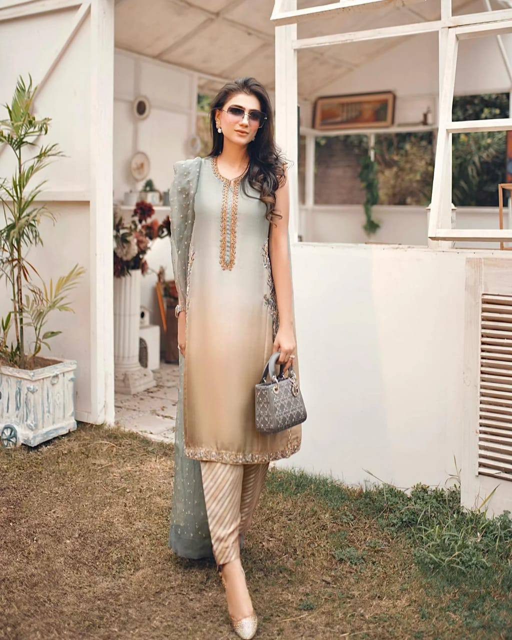 Peacock Silk Digidal Prind Embroidery 3piece Unsttitched