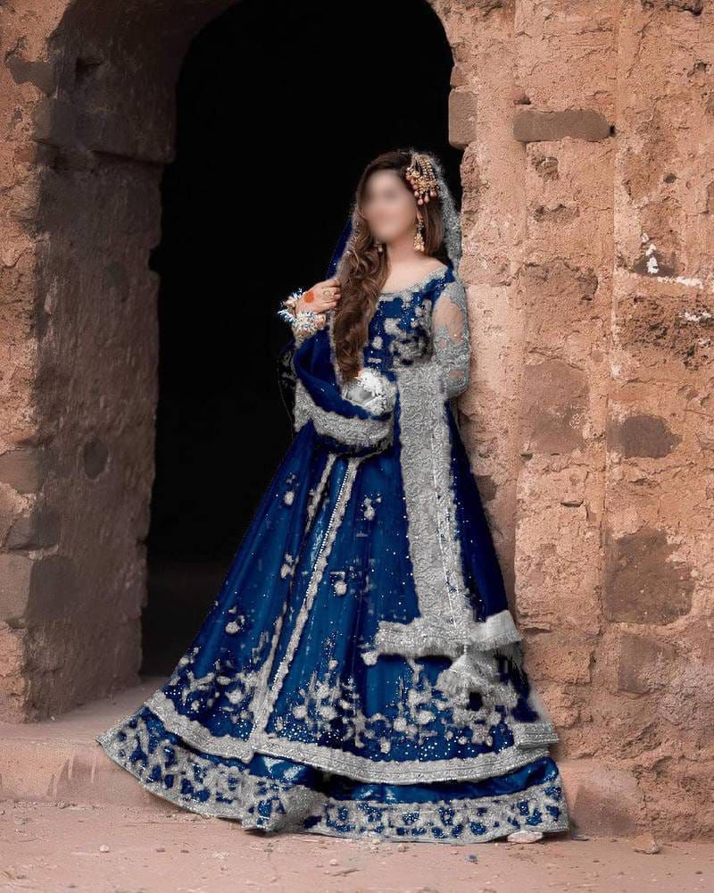 Kashee Bridal Maxi Dark Blue Net Embroidery Collection Unstitched