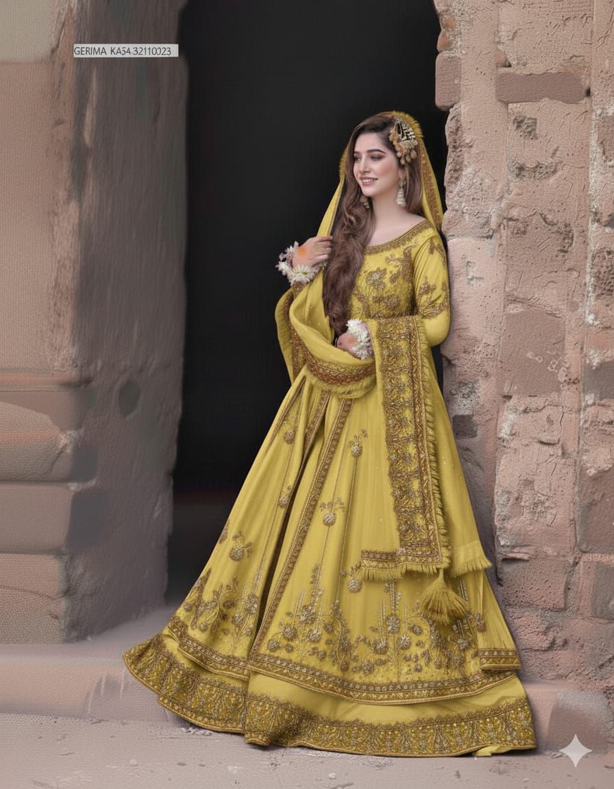 Kashee Bridal Maxi Green Net Embroidery Collection Unstitched