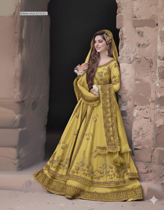 Kashee Bridal Maxi Green Net Embroidery Collection Unstitched