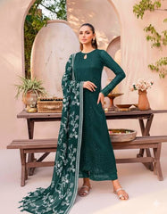 GoodLuck Green Chiffon Embrroidery Collecion 3piece Unsitched