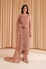 Iznik Tea Pink Latest Exclusive Chiffon Formal Collection 3piece Unsittched