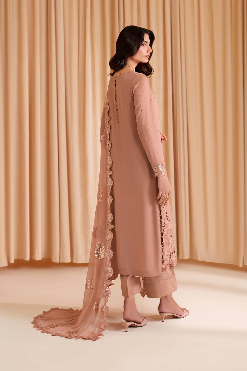 Iznik Tea Pink Latest Exclusive Chiffon Formal Collection 3piece Unsittched