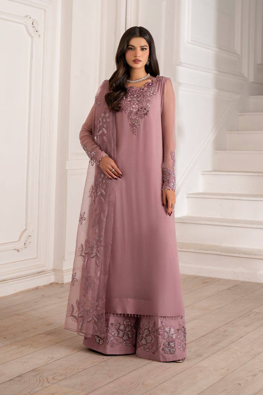 Iznik Pink Exclusive Chiffon Formal Collection 3piece Unsittched