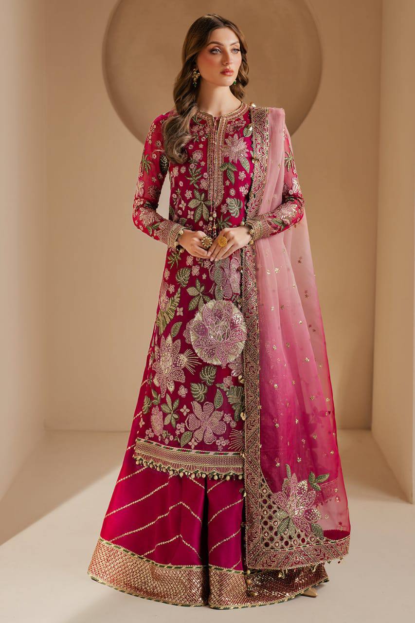 Jazmin Pink Luxury Chiffon Full Embroidered 3piece Unstitched