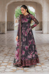 Iznik Black Printed Digital Silk Formals Collection 3piece Unstitched