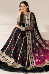 Frasha Black Digital Chiffon Embroidery Maxi Exclusive 3pc Unstitched