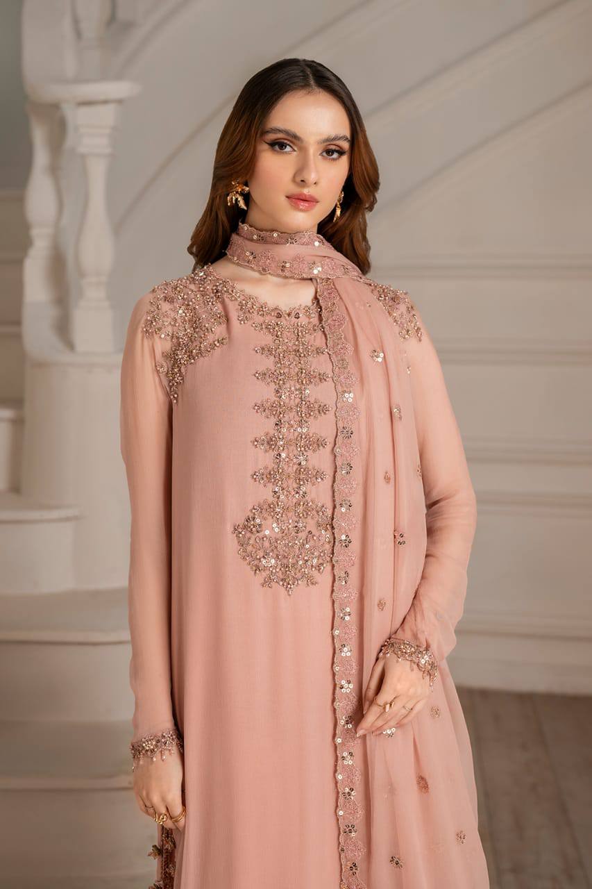 Iznik Paech Luxury Chiffon Embroidery Hand Work 3piece Unstitched