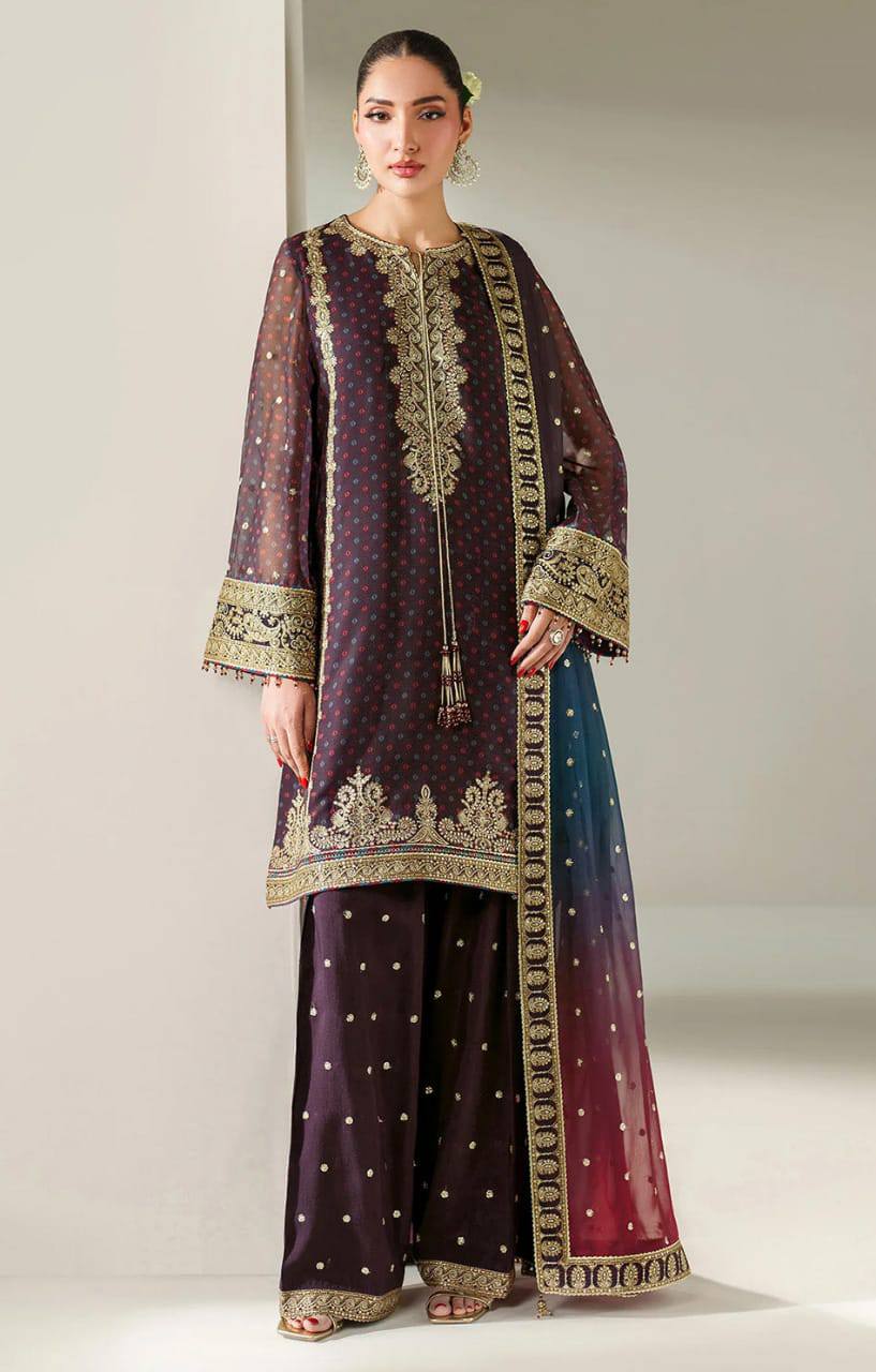 Jazmin New Arrival Chiffon Embrroidery 3piece Unstitched