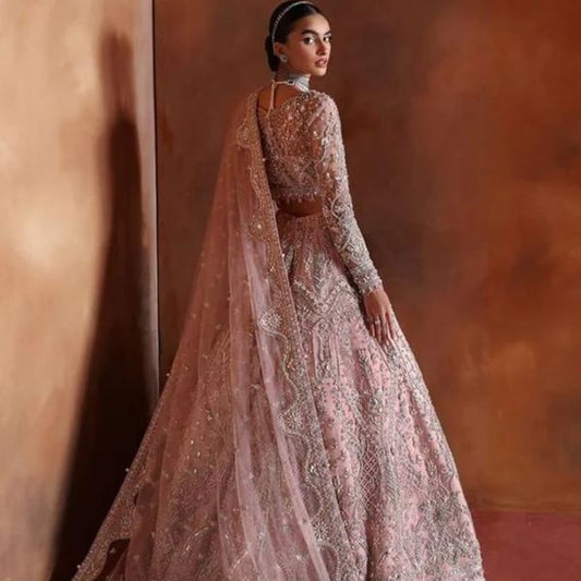 Gulaal Pink Wedding Collection Soft Net Maxi Bridal