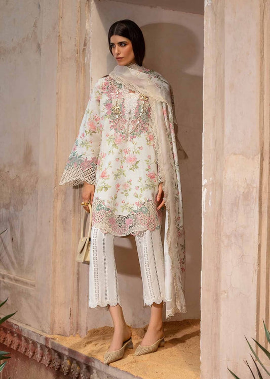 CRIMSON COTTON LAWN PRINT EMBROIDERY DRESS 3PC UNSTITCHED